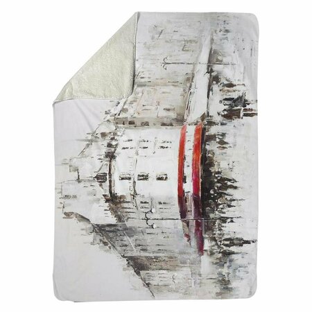 BEGIN HOME DECOR 60 x 80 in. White Street with Red Accents-Sherpa Fleece Blanket 5545-6080-ST11